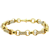7.5" Pre-owned 9CT CZ Set Gypsy Link Bracelet (23.4g)