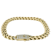 7.75” Pre-owned 9CT Stone Set Cuban Link Bracelet (19.5g)