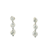 18CT White Gold Pre-owned Three Stone Drop Earrings (1.5ct G-H SI1)