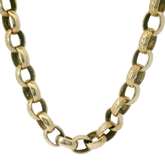 28” Pre-owned 9CT Patterned & Plain Oval Belcher Chain Necklace (67.71g)