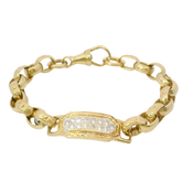 6.5” Pre-owned 9CT Stone Set ID Oval Belcher Bracelet (15.86g)