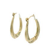 9CT Pre-owned Oval Twist Pattern Creole Hoop (1.04g)
