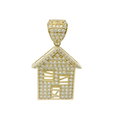 9CT Pre-owned Stone Set House Pendant (3.42g)