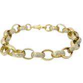 9.6” Pre-owned Stone Set Oval Belcher Bracelet (27.74g)