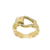 9CT Pre-owned Stone Set Hook & Loop Ring (Size X)