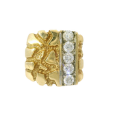 9CT Pre-owned Stone Set & Patterned Ring (Size R)