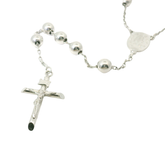 30" Pre-owned 9CT White Gold Rosary Bead Chain Necklace with Crucifix (27.34g)