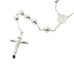 30" Pre-owned 9CT White Gold Rosary Bead Chain Necklace with Crucifix (27.34g)