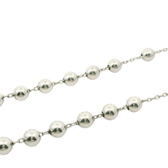 30" Pre-owned 9CT White Gold Rosary Bead Chain Necklace with Crucifix (27.34g)