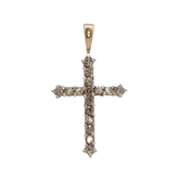 9CT Pre-owned Small Stone Set Cross Pendant (1.41g)