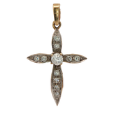 9CT Pre-owned Small Stone Set Cross Pendant (2.12g)
