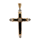 9CT Pre-owned Small Stone Set Cross Pendant (1.34g)