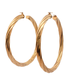 9CT Pre-owned Hollow Twist Hoop Earrings (7.19g)