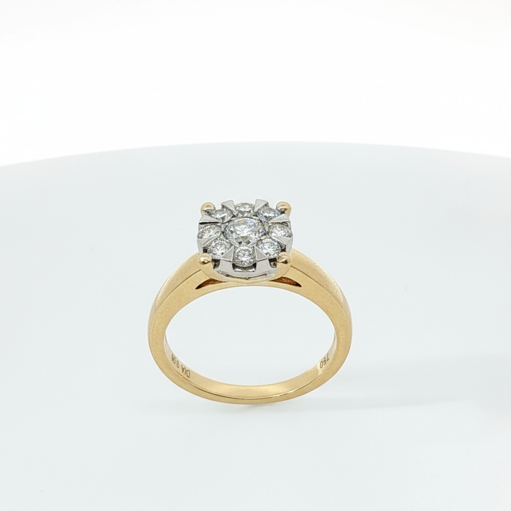 Round Brilliant 0.5CT I1 I 18CT Yellow Gold Ring Size J - Goldbank Jewellers