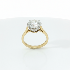 Round Brilliant 8 Claw Solitaire 2CT VS2 F 18CT Yellow Gold Ring Size I - Goldbank Jewellers