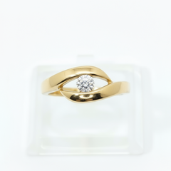 Round Brilliant Solitaire Tension 0.15CT SI1 G/H 18CT Yellow Gold Ring Size N - Goldbank Jewellers