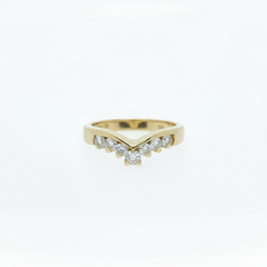 Round Brilliant Diamond Wishbone Tiara 0.28CT SI1 G-H 18CT Yellow Gold Ring Size F