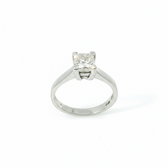 Solitaire Princess Cut 1CT VS1 G-H 18CT White Gold Ring Size L 1/2