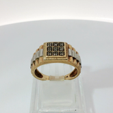 9CT Pre-owned Stone Set Rolex Style Ring (Size O 1/2)