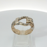 9CT Pre-owned Diamond Set Hook & Loop Ring (Size X)