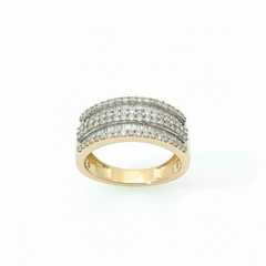 Baguette & Single Cuts 1CT SI1 - SI2 G-H 9CT Yellow Gold Channel & Prong Ring Size J