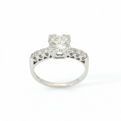 Round Brilliant 1CT Centre 1.300TCW VS1 / VS2 G-H 18CT White Gold Solitaire / Diamond Shoulders Ring Size N