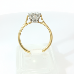 Round Brillian Solitaire 0.85CT VS1 - VS2 G-H 18CT Yellow Gold Six Claw Ring Size N