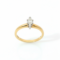 Marquise Cut 0.35CT SI2 H 18CT Yellow Gold Solitaire Size L 1/2