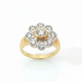Round Brilliant 0.85TCW SI2 - L1 H-I 18CT Yellow Gold Cluster Ring Size O