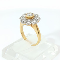 Round Brilliant 0.85TCW SI2 - L1 H-I 18CT Yellow Gold Cluster Ring Size O
