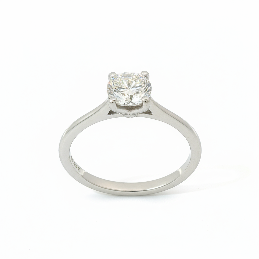0.75ct Round Brilliant Diamond Solitaire Ring – Platinum (SI1–SI2, H) - Goldbank Jewellers