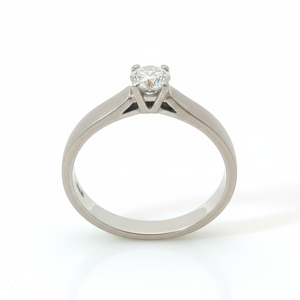 0.25ct Round Brilliant Diamond Solitaire Ring – 18ct White Gold (SI1–SI2, G–H) - Goldbank Jewellers