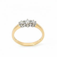 Round Brilliant 0.55TCW (2x0.15, 1 x 0.25) SI1 - SI2 H-I 18CT Yellow Gold Trilogy Ring Size T