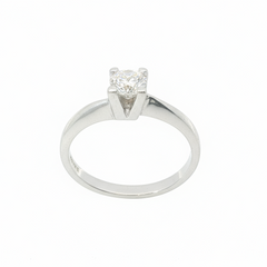 Round Brilliant 0.4CT SI1 - SI2 F 18CT White Gold 4 Claw Solitaire Ring Size N