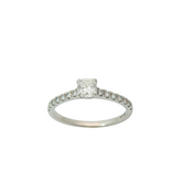 Round Brilliant / Princess Cut 0.3CT Centre 0.5TCW SI2 H Platinum Solitaire Ring Size L 1/2