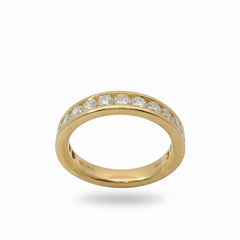 Round Brilliant 1.0TCW SI1 G-H 18CT Yellow Gold Channel Set Eternity Ring Size M 1/2