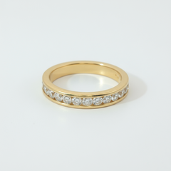 Round Brilliant 1.0TCW SI1 G-H 18CT Yellow Gold Channel Set Eternity Ring Size M 1/2