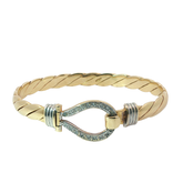 6.5" Pre-owned 9CT Stone Set Hook & Loop Bangle (21.49g)