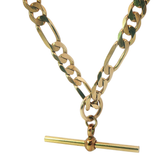 20" Pre-owned 9CT Figaro T-Bar Chain Necklace (28.83g)