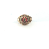 Size N.5 - PRE OWNED - 9CT - Red Stone College Ring - ( 5.74g )