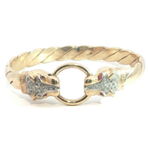 7.5'' - 9CT - Pre Owned - Leopard Head Bangle - ( 76g)