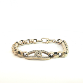 7.5'' - Pre Owned - 9ct - Horseshoe Stone Set Belcher Bracelet - (14.90g )