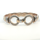 8.25" - Pre Owned - 9ct - Stone Set Double Hook Bangle - ( 99.60g ) - Goldbank Jewellers