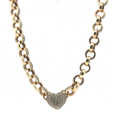 18" - Pre Owned - 9ct - Stone Set Heart And Belcher Chain - ( 44.83g ) - Goldbank Jewellers