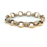 7.5" - Pre Owned - 9ct - Stone Set Belcher Bracelet - ( 22.99g ) - Goldbank Jewellers