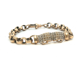 6.5" - Pre Owned - 9ct - Stone Set Boxing Glove Belcher Bracelet - ( 15.27g ) - Goldbank Jewellers