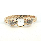 6.5" - Pre Owned - 9ct - Stone Set Leopard Head Bangle - ( 72.84g ) - Goldbank Jewellers