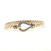 6.5" - Pre Owned - 9ct - Stone Set Hook And Loop Bangle - ( 25.94g )