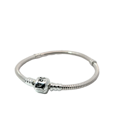Genuine PANDORA 590702HV-17 Silver Barrel Clasp Snake Link Bracelet 17cm (Pandora Size 19)