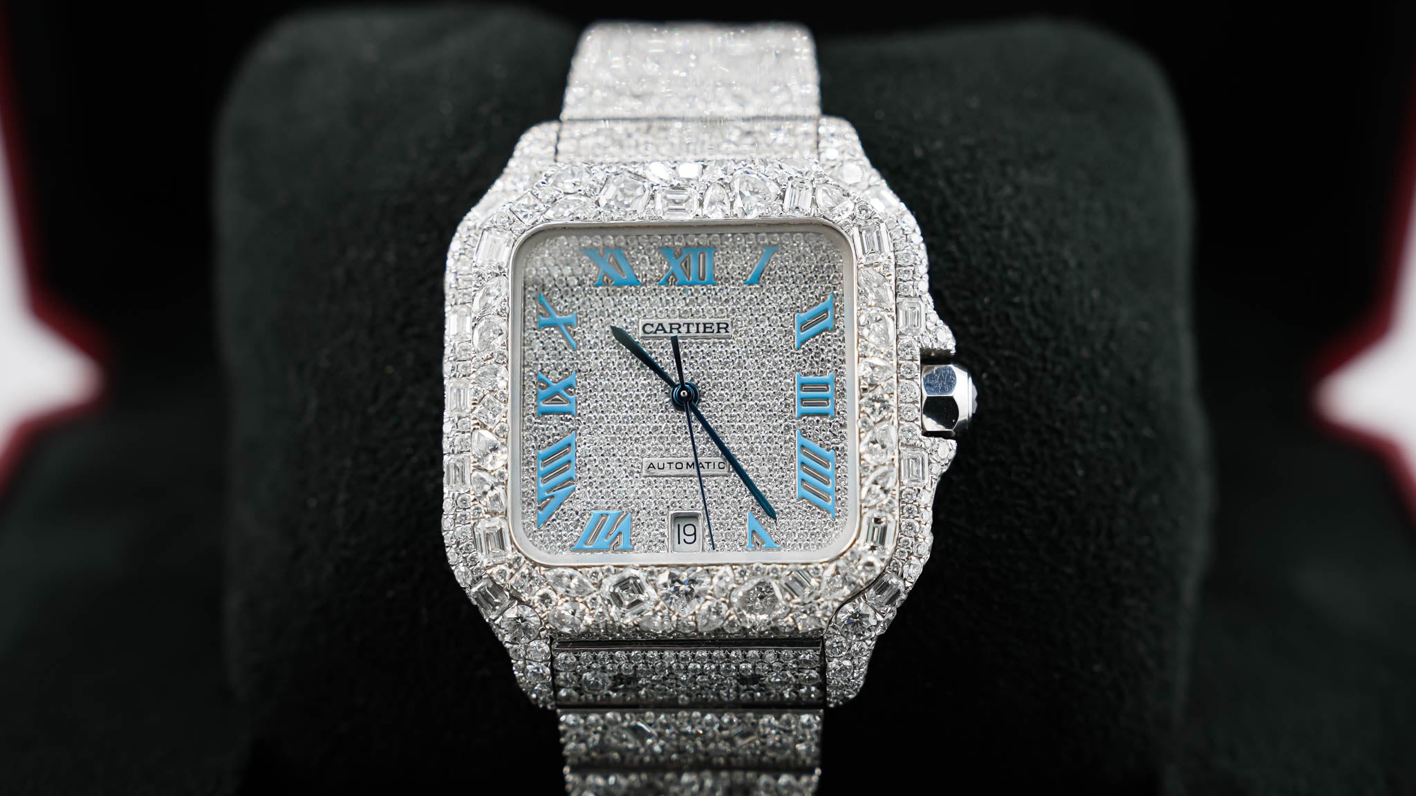 Pre Owned - Cartier Santos Buss Down - WSSA0018 - 2025 - 40mm - Fully Set With Lab Diamonds - Goldbank Jewellers
